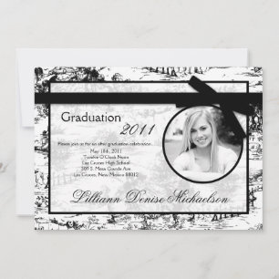 5 x 7-meddelande om svart foto till Studenten Inbjudningar