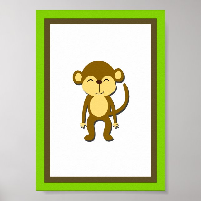 5 X 7 Monkey Jungle Animal Wall Art Poster (Framsidan)