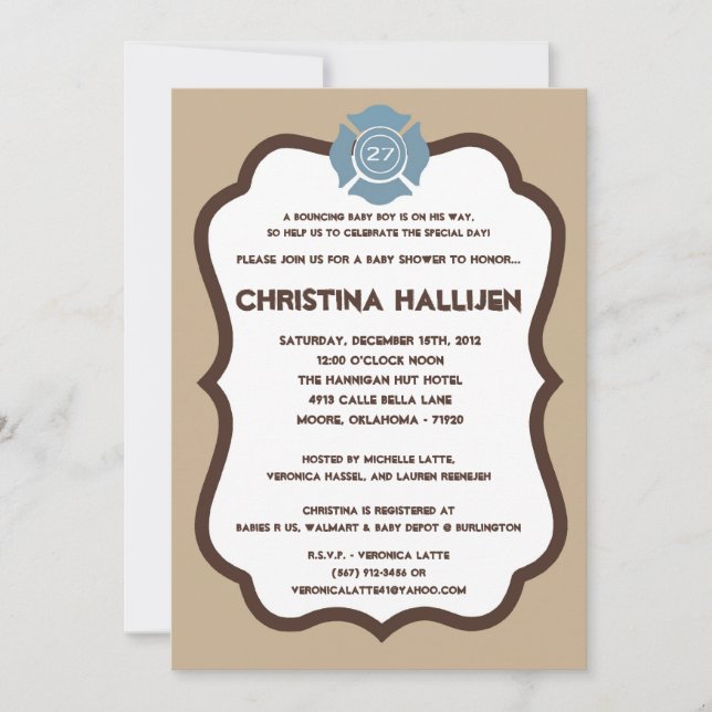 5 x 7 Nojo Fire Engine Baby Shower-inbjudan Inbjudningar (Framsida)