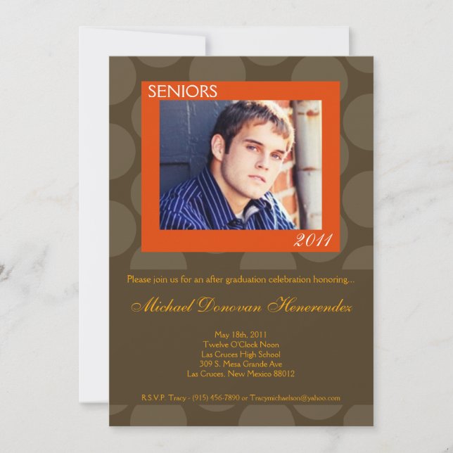 5 x 7 Oran Circle Polk Photo Studenten-meddelande Inbjudningar (Framsida)