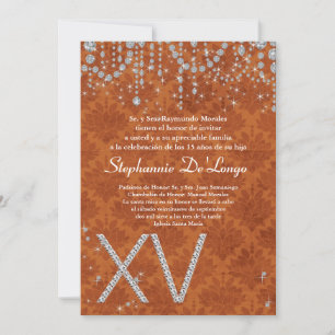 5 x 7 Orange Diamond Quinceanera Birthday-inbjudan Inbjudningar