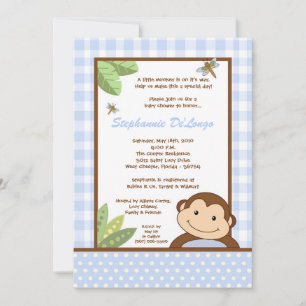 5 x 7 Papagayo Monkey Safari Baby Shower-inbjudan Inbjudningar