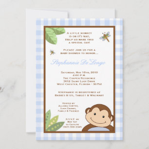 5 x 7 Papagayo Monkey Safari Baby Shower-inbjudan Inbjudningar