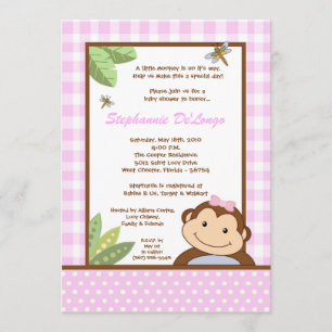 5 x 7 Papagayo Monkey Safari Baby Shower-inbjudan Inbjudningar