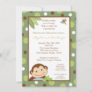 5 x 7 Papagayo Monkey Safari Baby Shower-inbjudan Inbjudningar