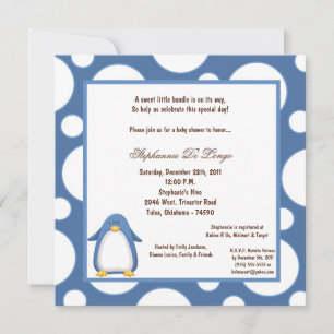 5 x 7 Penguin Pok-a-Dot Baby Shower Inbjudningar