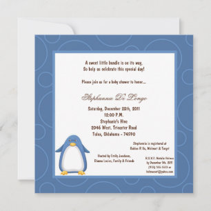 5 x 7 Penguin Pok-a-Dot Baby Shower Inbjudningar