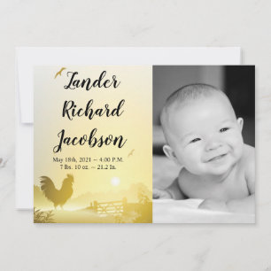 5 x 7 Photo Birth Announcement Army Sunny Morgon F Meddelande