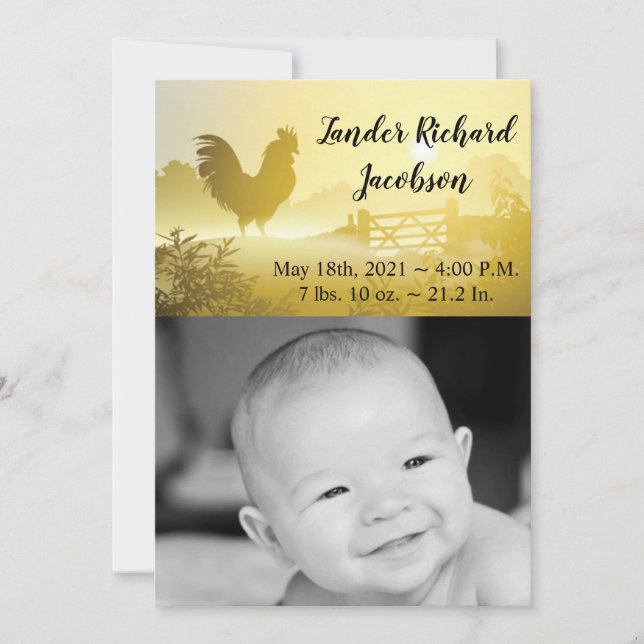 5 x 7 Photo Birth Announcement Army Sunny Morgon F Meddelande (Framsida)