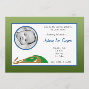 5 x 7 PHOTO Sports Base Boll Birth Notice Inbjudningar
