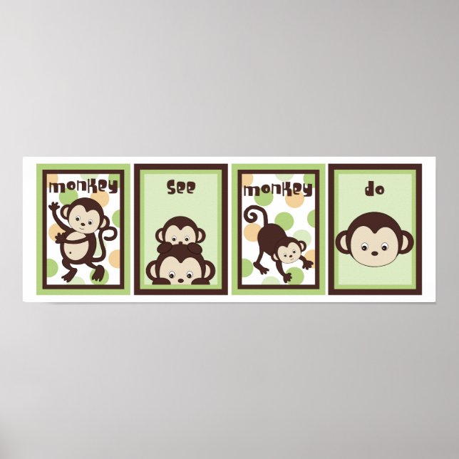 5 x 7 pop monkey Zoo Animal Baby Bedwall Art Poster (Framsidan)