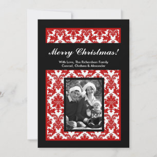 5 x 7 Red Black Damask-jullkort Julkort