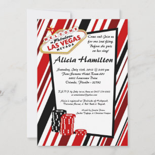 5 x 7 Red & Black Las Vegas Bachelorette-inbjudan Inbjudningar