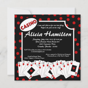 5 x 7 Red & Black Las Vegas Bachelorette-inbjudan Inbjudningar