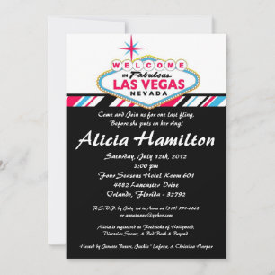 5 x 7 Rosa & Blue Las Vegas Bachelorette-inbjudan Inbjudningar