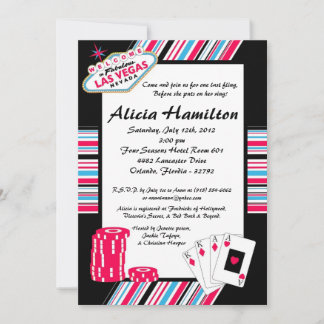 5 x 7 Rosa & Blue Las Vegas Bachelorette-inbjudan Inbjudningar