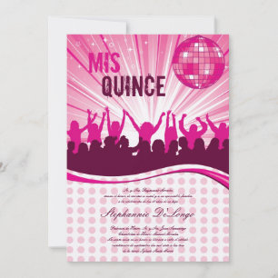 5 x 7 Rosa Dance Party Quinceanera-inbjudan Inbjudningar