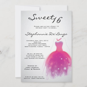 5 x 7 Rosa Dress Sweet 16 Birthday-inbjudan Inbjudningar