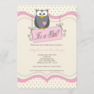 5 x 7 Rosa Hoot Uggla Woodland Baby Shower-inbjuda Inbjudningar