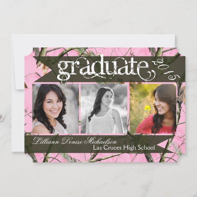 5 x 7 Rosa Hunters Camo Camoufla Senior Notificati Meddelande (Framsida)