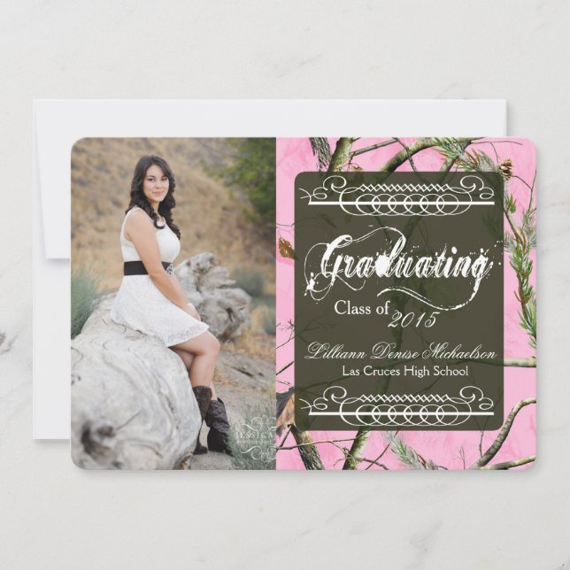 5 x 7 Rosa Hunters Camo Camoufla Senior Notificati Meddelande (Framsida)