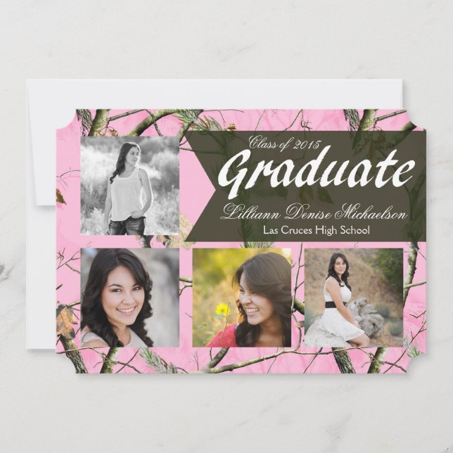 5 x 7 Rosa Hunters Camo Camoufla Senior Notificati Meddelande (Framsida)