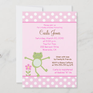 5 x 7 Rosa Leap Frog Girl Baby Shower-inbjudan Inbjudningar