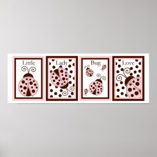 5 x 7 Rosa Mod Nyckelpiga Insekt Baby Bedwall Art Poster
