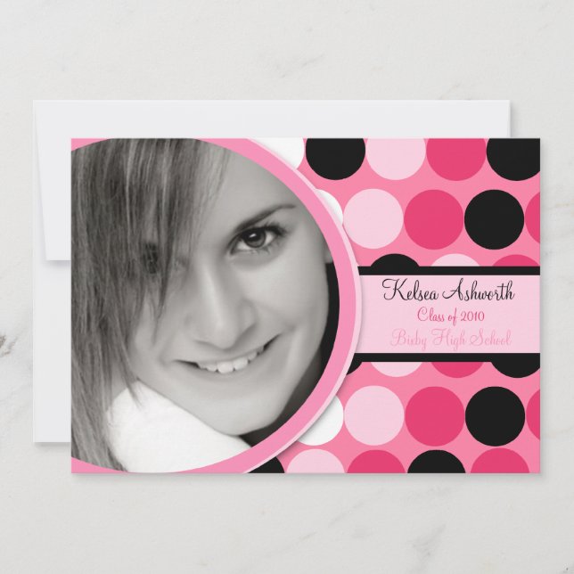 5 x 7 Rosa Polka Dot Photo Studenten Meddelande (Framsida)