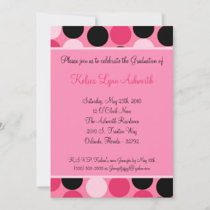 5 x 7 Rosa Polka Dot Studenten inbjudan Announcem