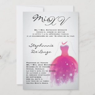5 x 7 Rosa Quinceanera Birthday-inbjudan Inbjudningar
