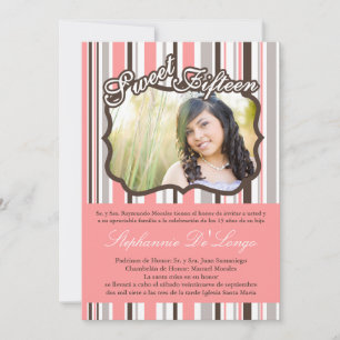 5 x 7 Rosa Rand PHOTO Quinceanera-inbjudan till pa Inbjudningar