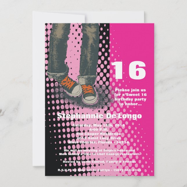 5 x 7 Rosa Sneakers Sweet 16 Birthday Call Inbjudningar (Framsida)