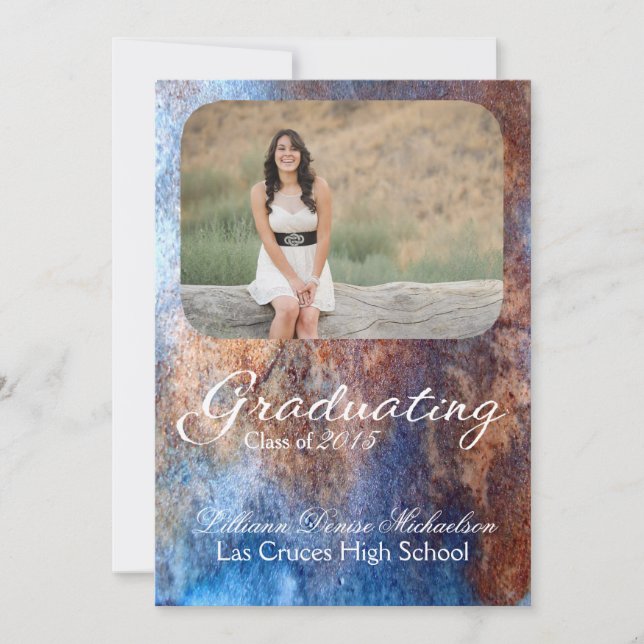 5 x 7 Rusted Metall Old Steel Gru Senior Notice Meddelande (Framsida)