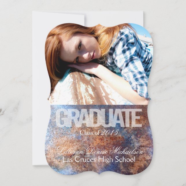 5 x 7 Rusted Metall Old Steel Gru Senior Notice Meddelande (Framsida)