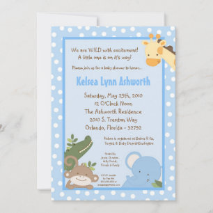 5 x 7 Safari Jungle ZooAnimal Baby Shower-inbjudan Inbjudningar