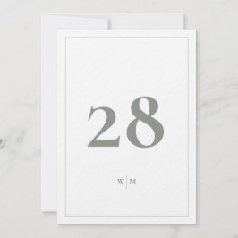 5 x 7 Salvia Grå Ram Vit Bröllops Bordnummer Inbjudningar