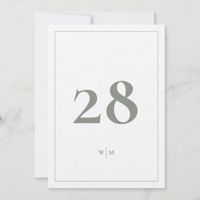 5 x 7 Salvia Grå Ram Vit Bröllops Bordnummer Inbjudningar (Framsida)