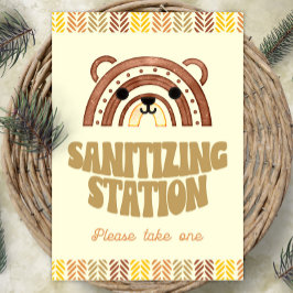 5 x 7 Sanitizer Station Boho Woodland Bear Birthda Poster