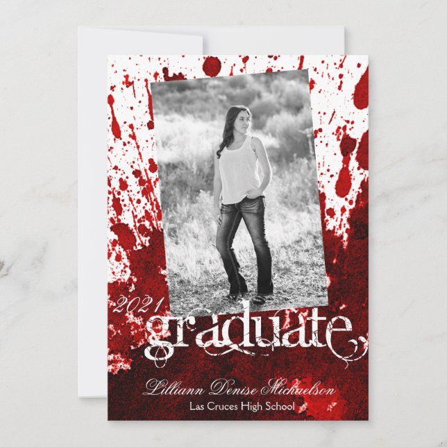 5 x 7 Senior Announcement Blood Splatter Vampire H Meddelande (Framsida)