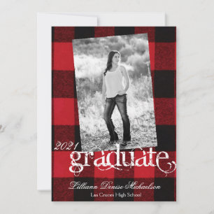 5 x 7 Senior Announcement Red Buffalo Play Bear Bl Meddelande