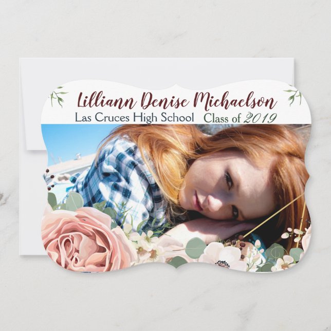 5 x 7 Senior Notification Geometric Garden Ro Meddelande (Framsida)