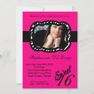5 x 7 Shock rosa Band PHOTO Sweet 16 Birthday Inbj Inbjudningar