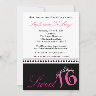 5 x 7 Shock rosa Tiara Sweet 16 Birthday-inbjudan Inbjudningar