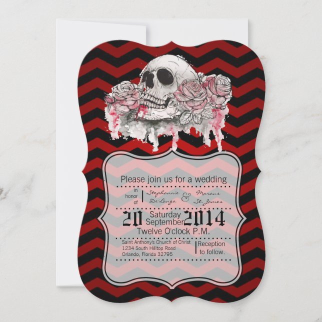 5 x 7-skalle Ro Gothic Chevron eller bröllopsinbju Inbjudningar (Framsida)