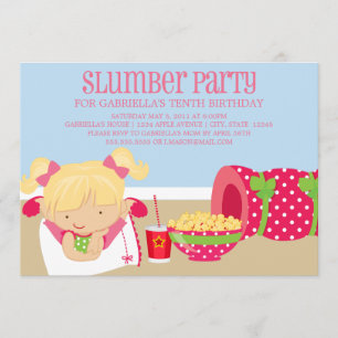 5 x 7 Slumber Party födelsedag Inbjudan