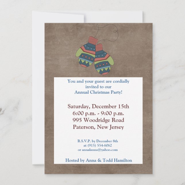 5 x 7 Söka efter inbjudan till vinterhandskar (Framsida)