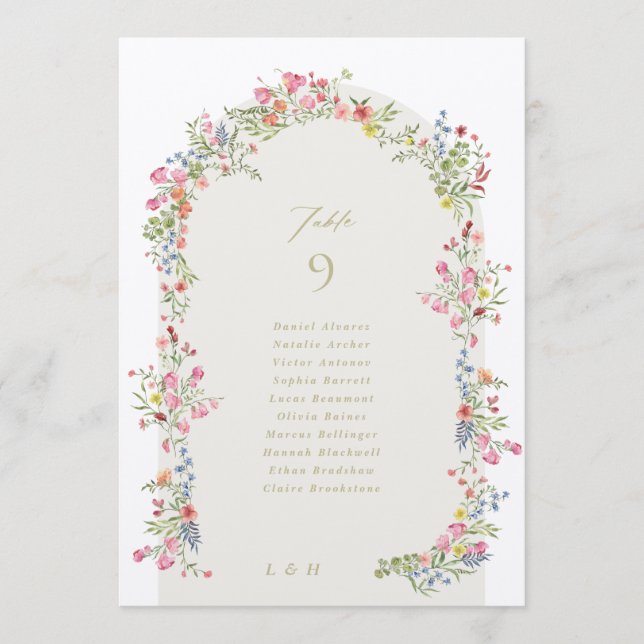 5 X 7 spring floral arch Guest Names Table Number (Framsida)