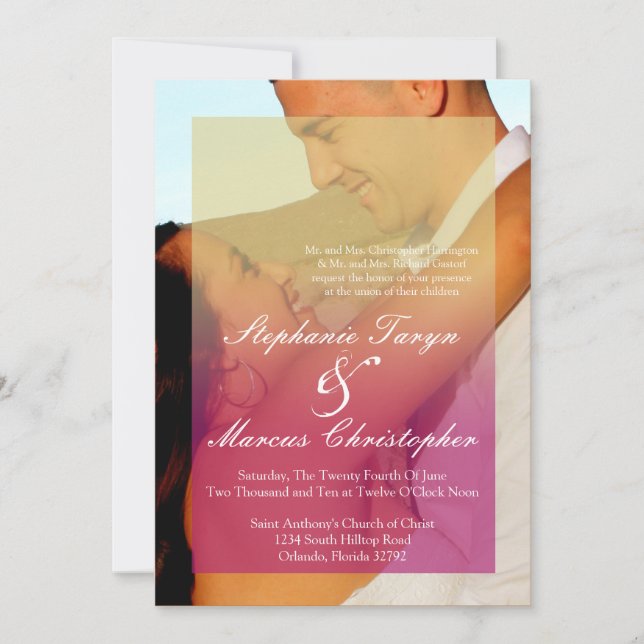 5 x 7 Sunset Fade Rosa Tan Wedding bjudande Inbjudningar (Framsida)