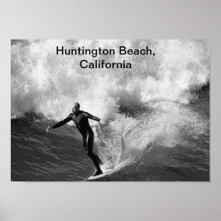 5 x 7 Surfer blk wht, Huntington Beach, Kalifornie Poster